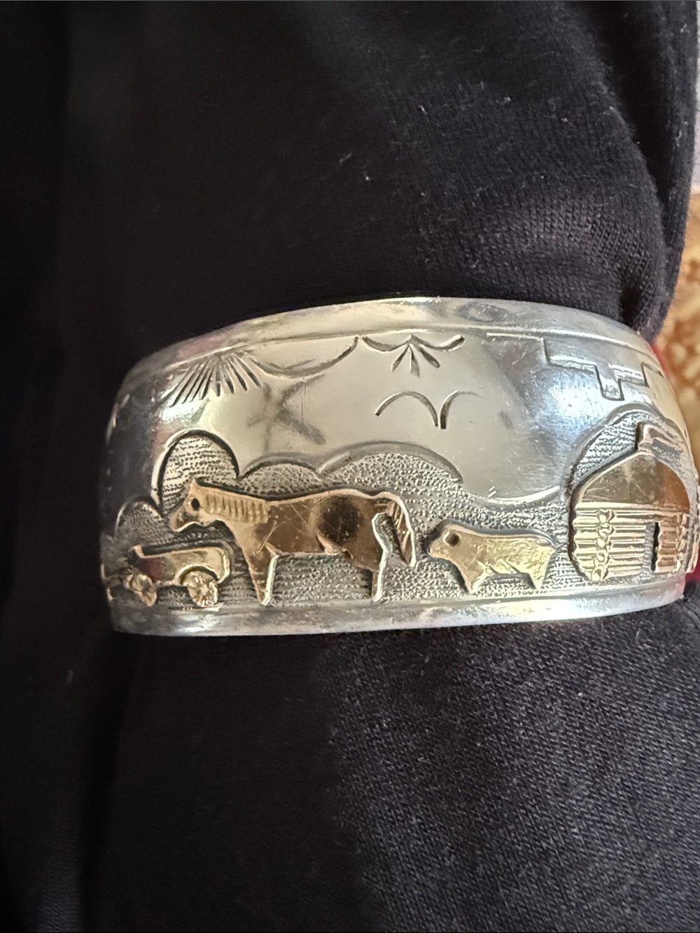Engraved Silver-Tone Cuff Bracelet